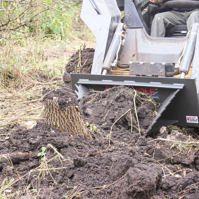 GreyWolf Skid Steer Stump Bucket - Grizzly Attachments