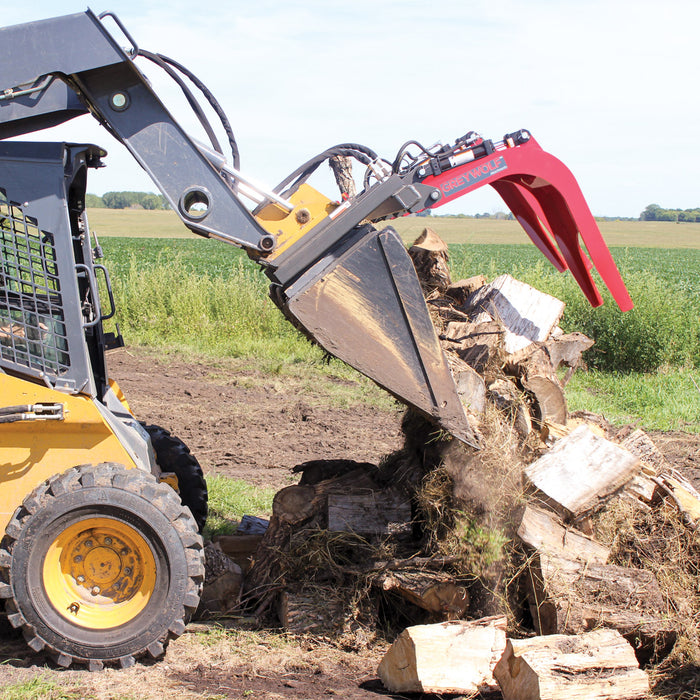 GreyWolf Skid Steer Quick Attach Double Grapple Attachment - Grizzly Attachments