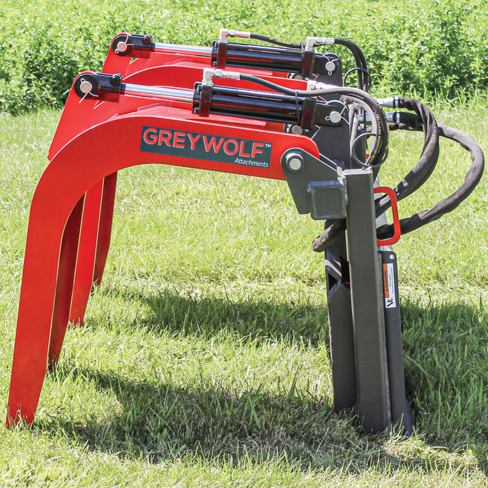 GreyWolf Skid Steer Quick Attach Double Grapple Attachment - Grizzly Attachments